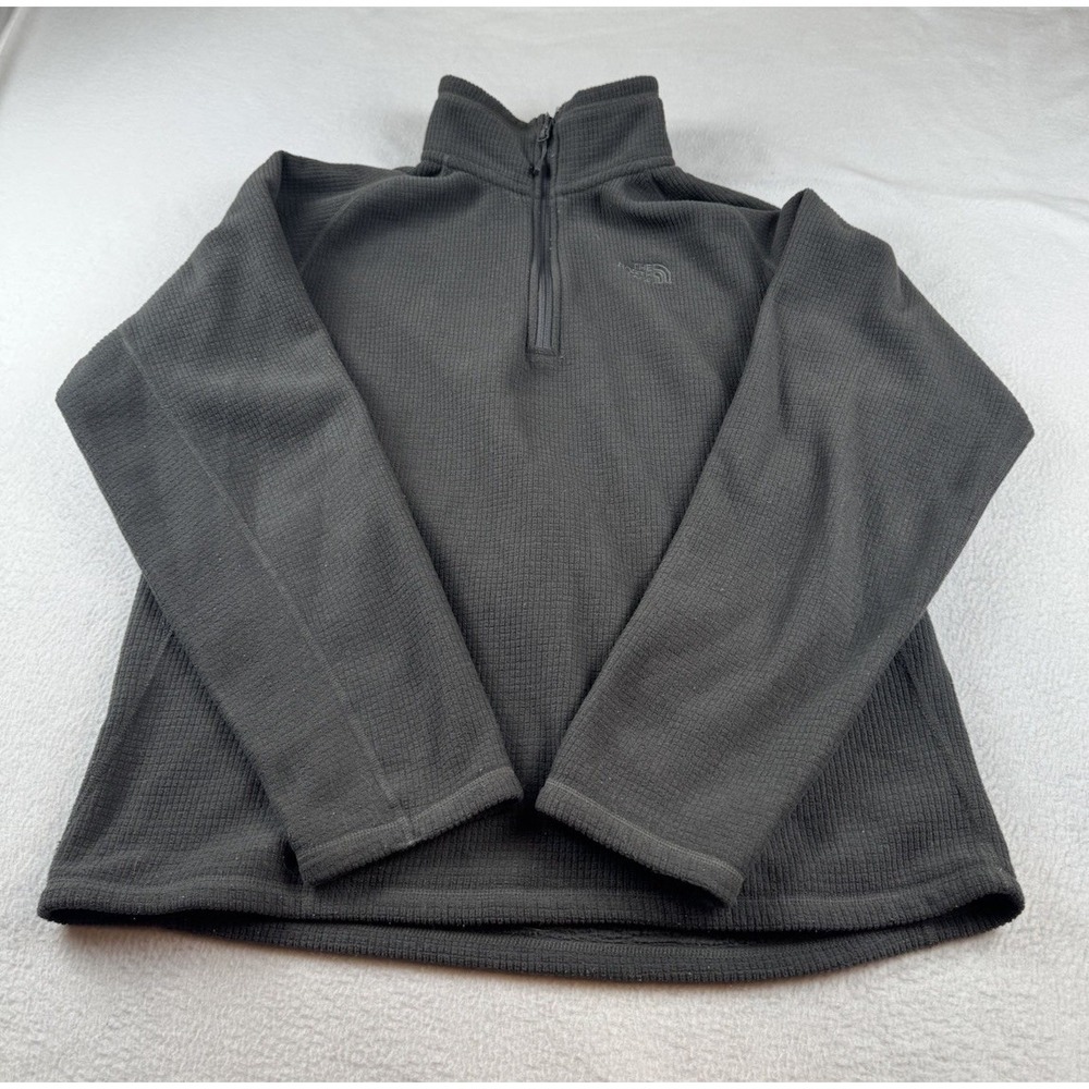 THE NORTH FACE 1/4 Zip Fleece Waffle Knit Sweater Pullover Gray Mens M